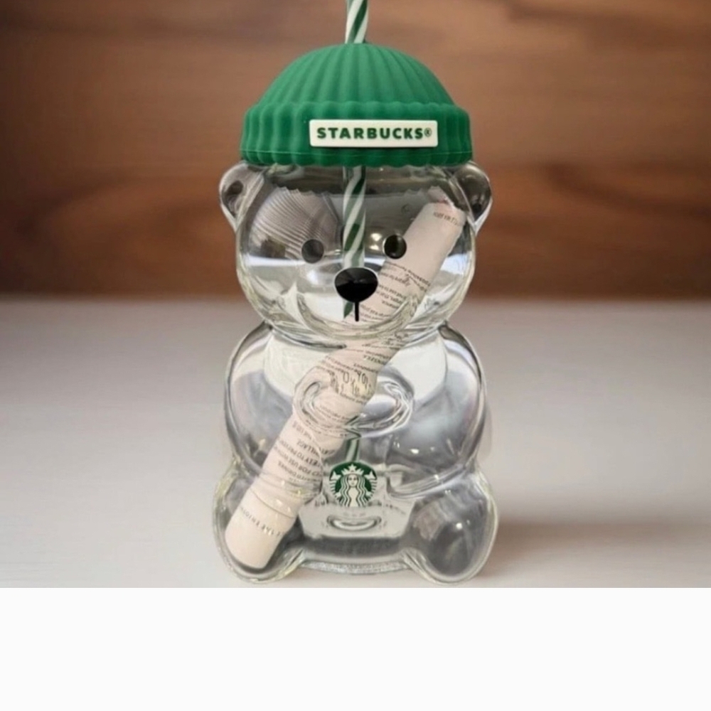 Starbucks Clear Bear Tumbler with Green Lid